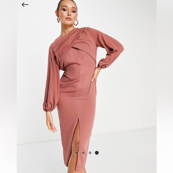 ASOS Long Sleeve Pink Dress Size 6 - Picture 4 of 6